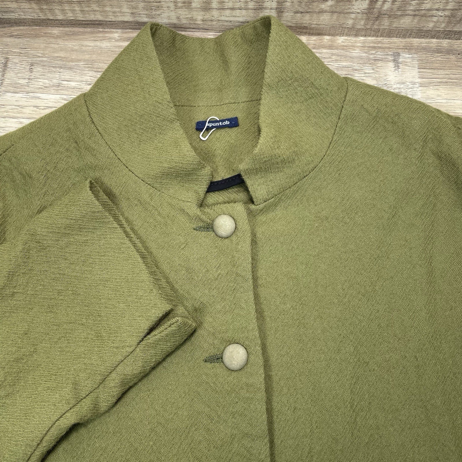 Apuntob 100% Virgin Wool Jacket Women's Xs Olive Pockets Avant-Garde Italy